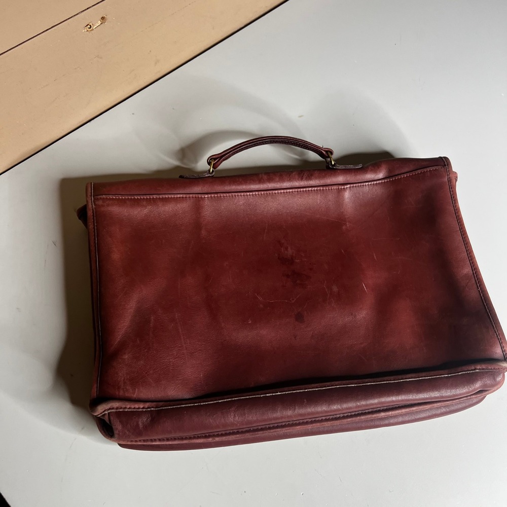 Vintage Coach Mahogany Leather Briefcase 034-1040 Made in USA Turnlock Bag - Picture 5 of 10